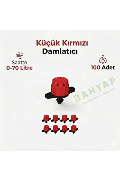 Bahyap Damlama Sulama Debi Ayarlı Kırmızı Damlatıcı Küçük Meme - 100 Adet