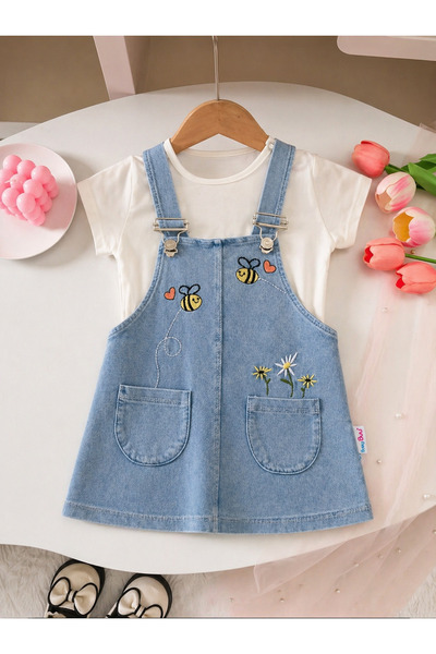 Minigimin Cicileri My Little One's Cicileri Bee Embroidered Pocket Detailed B...