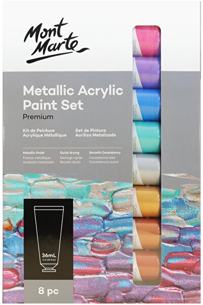 Mont Marte Premium Metalik Akrilik Boya Seti 8 x 36ml