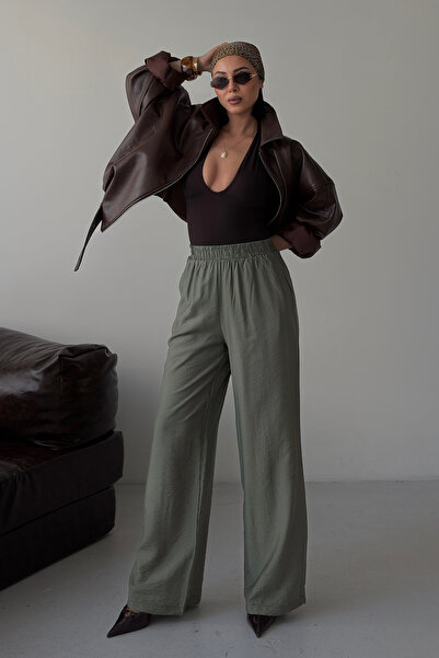 Lijuri Beli Lastikli Yarım Astarlı Rahat Pantolon 0135