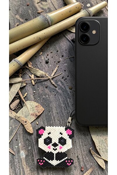 SEARD Miyuki Beads Handmade Panda Phone Charm - Charm