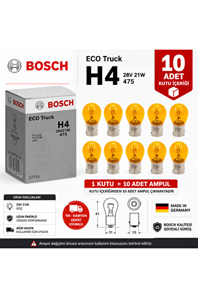 Bosch 1987302866 24V 21W PY21W Turuncu Sinyal Ampulü - Çapraz Tırnak (10'lu P...