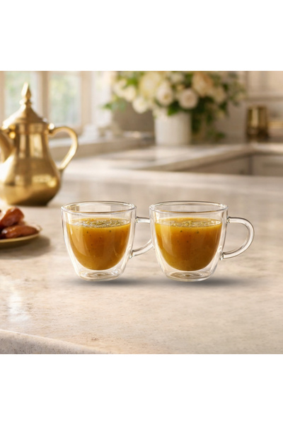 Blackstone Double Wall Espresso Cups Set of 2, 80ml Clear Glass Cups for Espr...