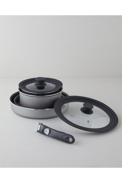 English Home ClickEase 7 Parça Tencere Seti 18-20-24-28 cm Gri