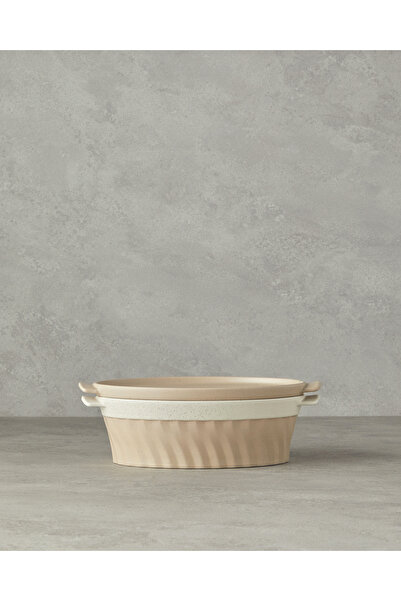 English Home Pure Stoneware Oval Fırın Tenceresi 28x17,8x8 cm Krem