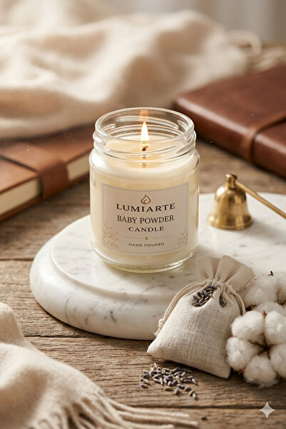 Lumiarte Pudra Kokulu Mum 200 ml – Cam Kavanoz, El Dökümü