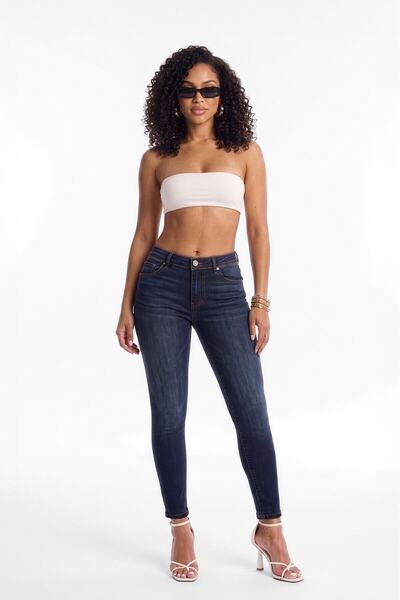 BANNY JEANS بنطلون نسائي ضيق ومرن باللون الأزرق الداكن