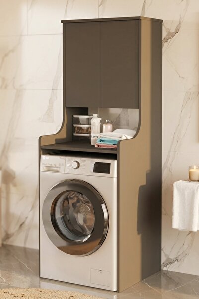 Yurupa Çamaşır Makinesi Üstü Dolab Valen Banyo Düzenleyici Raflı Kapaklı Çok ...
