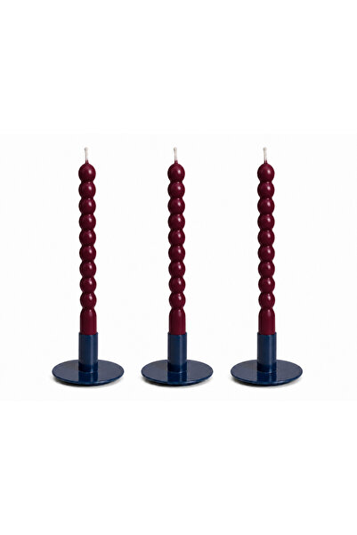 Daisyyartxstudio Bubble model 3’lü bordo şamdan mumu