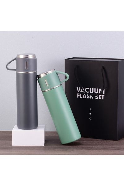 TERMOS 500ml Gift Box Set Bottle with 2 Cups Double Layer Stainless Steel Vacuum Coffee Cup