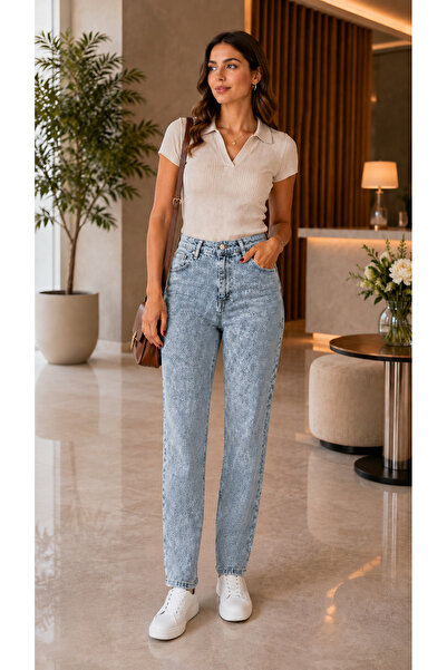 MY ARJA JEANS kadın mom Yüksek Bel Boyfriend Kesim Likralı Kot Pantolon