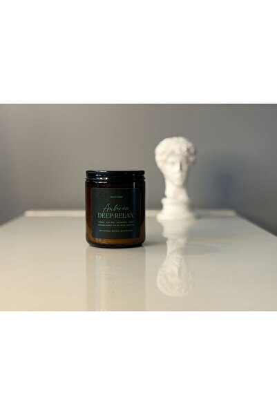 Amber Kokulu Mum %100 Doğal Soya Mumu Amber Kavanoz Aromaterapi Mum - 170 gr