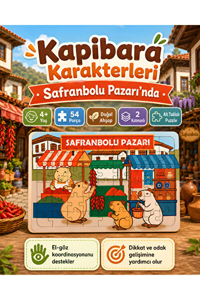 caps office 54 Parça Ahşap Puzzle & Yapboz Capybara Dünyası: Capybara Karakte...
