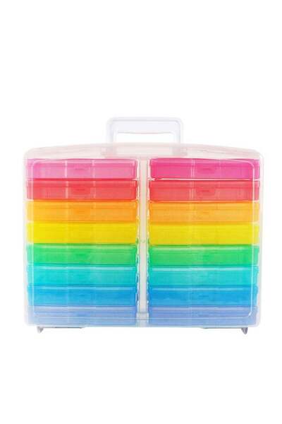 Yelajoy Clear 4x6 Photo Box, Craft Keeper with Handles, 16 Inner Boxes for Ph...