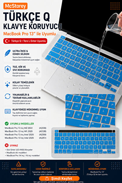 Mcstorey Macbook Pro Kılıf 13inç M1-m2 Klavye Koruyucu (TÜRKÇE Q) A2338 A2251...
