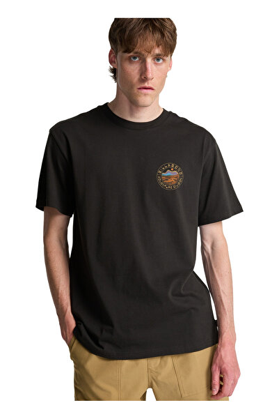 BİLLABONG ROCKIES SS Siyah Bisiklet Modern Fit Logo Baskılı Erkek T-Shirt