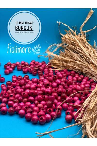 Fiolimore خرز خشبي وردي فوشيا 10 مم (50 جرام 135 قطعة) قطر فتحة واسعة 4 مم حق...