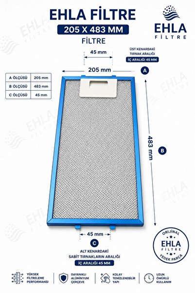 EHLA Filtre EHLA FİLTRE 20.5X48.3 CM HİBSAN ASPİRATÖR FİLTRESİ