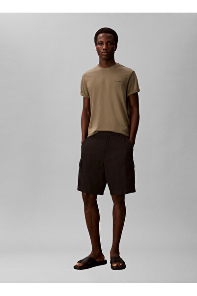 Calvin Klein Haki Erkek Logo Baskılı T-Shirt LV04LC255GLDY_SS MICRO LOGO CREWNEC