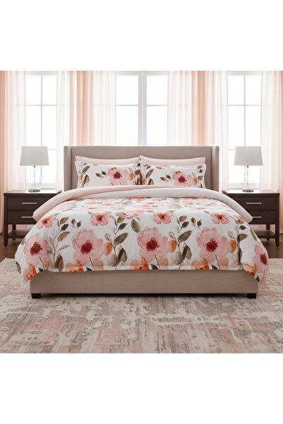 Boutique Blanche Microfiber Painterly Floral 6Pc Comforter Set Super King/ Ki...