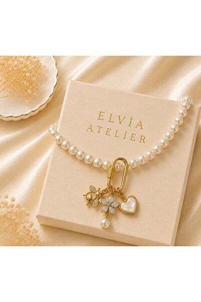 Elvia Atelier Ataç Mavi Lotus Kolye ve Çanta Charmı