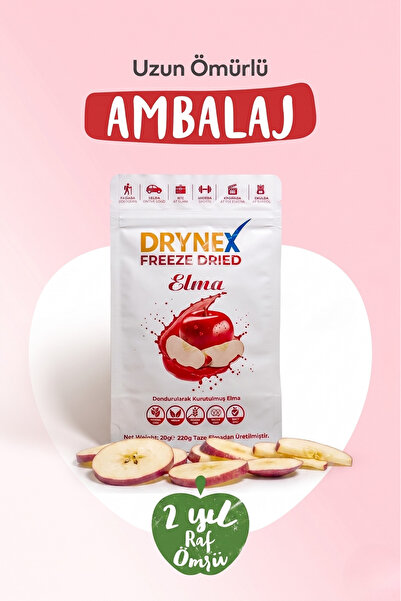DRYNEX Freeze Dried Elma Dondurularak Kurutulmuş Meyve Kurusu 20gr