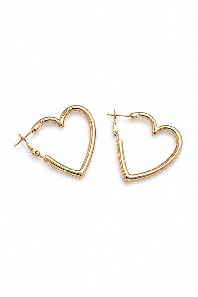 DEMOKAN Women's Earrings Thick Hoop Heart Earrings