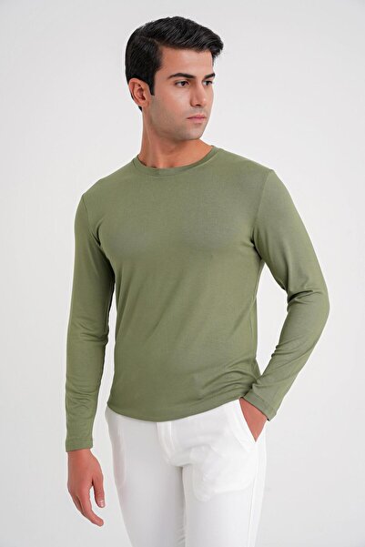 Efor Erkek TS 870 T-SHIRT Slim A.HAKI CASUAL