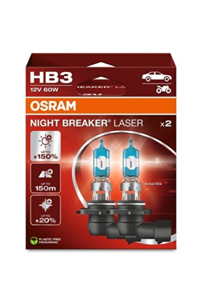 Osram Set de 2 becuri HB3 Night Breaker Laser de generație următoare +150% 12...