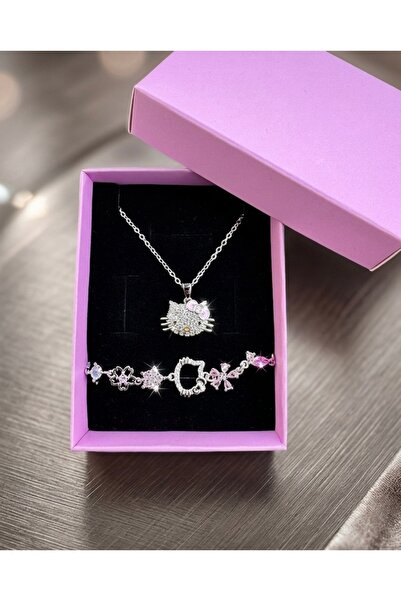 shop HELLO KITTY KOLYE BİLEKLİK SETİ ÇELİK
