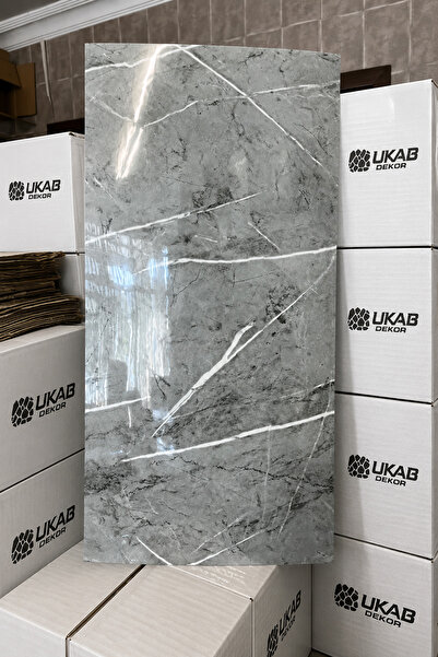 UKAB Kendinden Yapışkanlı Esnek Köpük Beyaz Pvc Mermer Panel 60x30 cm Banyo W...