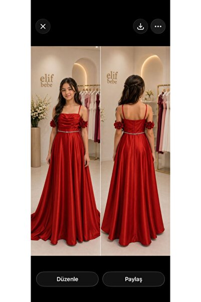 Elif Bebe Saten Rose Elbise
