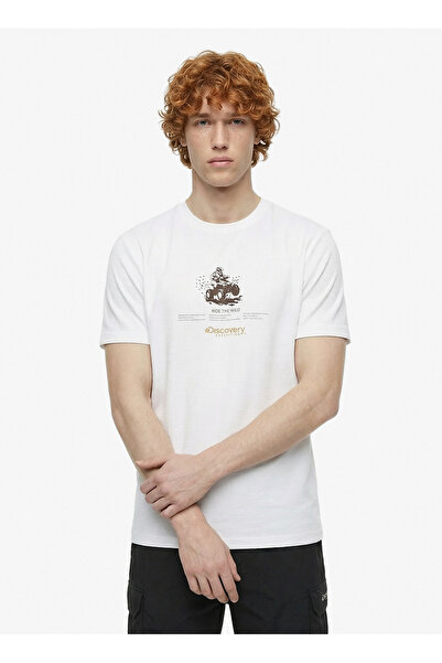Discovery Expedition D6SM-TST3761 Kırık Beyaz Bisiklet Yaka Relaxed Fit Erkek...