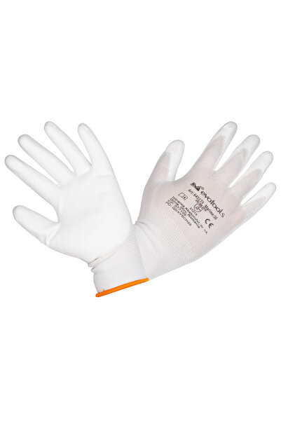 Evotools White Knitted Polyurethane Gloves 10