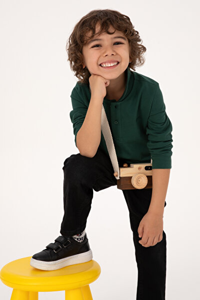 U.S. Polo Assn. Boy's Dark Green Basic Polo Neck Sweatshirt 50313790-Vr079