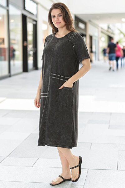 vividbutik Knee-lenGth Pocket Cotton Non-showinG Dress