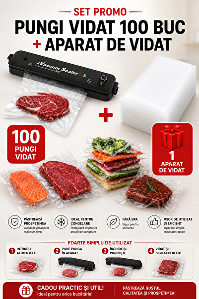 Vacuum Sealer HomeRoy – Vacuum Bags 25x35 cm, Set of 100 Pieces + Vacuum Seal...
