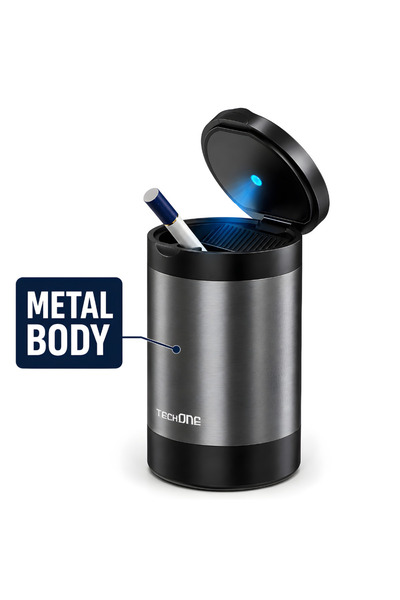 Techone Scrumiera Auto Mini Metal Pro, Lumina LED, Detasabila, Interior Metal...