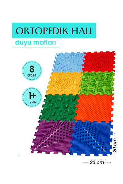 Ortohalı 8 Modüllü Ortopedik Halı Çocuk Duyu Matları Renkli Puzzle Çocuk Masa...