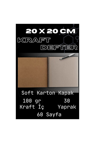Pink Swan Craft Caiet cu copertă kraft 20x20 cm – 30 coli 60 de coli, 100 gr ...