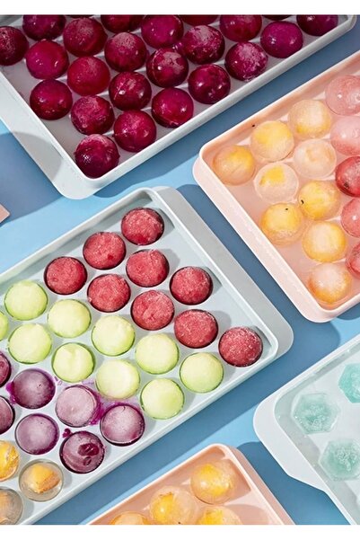 Charlotte Candle Mavi 33 Bölmeli Kapaklı Küre Buz Kalıbı Dondurma Kalıbı Buz ...