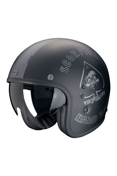 Scorpion Belfast Evo Spade Açık Motosiklet Kaskı Mat Siyah Gümüş