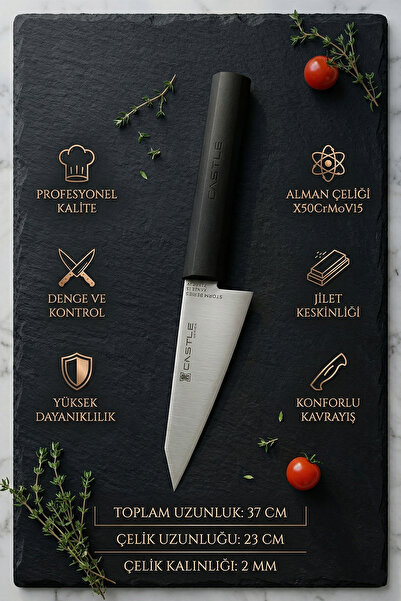CASTLE KITCHEN Storm Serisi 4 lü Mutfak Bıçak Seti Et Ekmek Sebze Şef Bıçağı (MFT-9865)