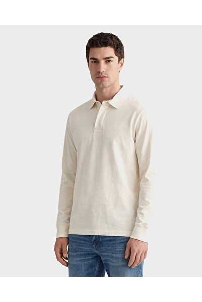 Gant Erkek Krem Regular Fit Logolu Polo Yaka Rugby T-Shirt