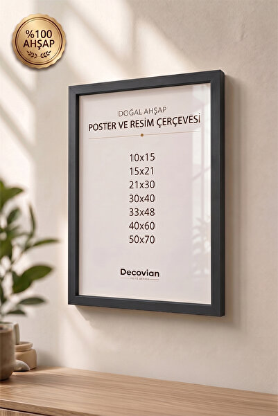 DecovianHomeDesign Doğal Ahşap Çerçeve Siyah- Poster Çerçevesi - Resim Belge ...