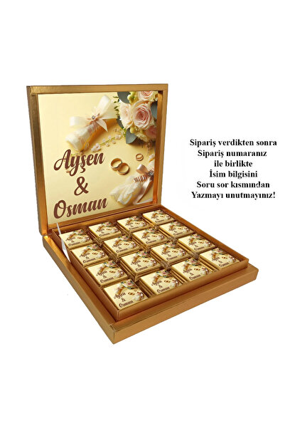 Blackeye Chocolate Kişiye Özel İsimli Söz Nişan Nikah Çikolatası - 32 Adet Ma...