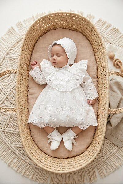 PARK BEBE kız bebek 0/3-3/6 AY LOTUS MEVLÜTLÜK SET elbise ayakkabı şapka
