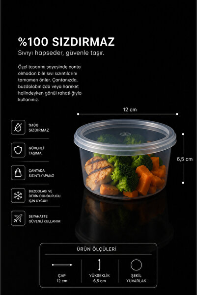 Ezupack 10'LU Yuvarlak Mikrodalga ve Difrize Uygun Saklama Kabı Seti Buzluk Plastik Kap Derin Dondurucu