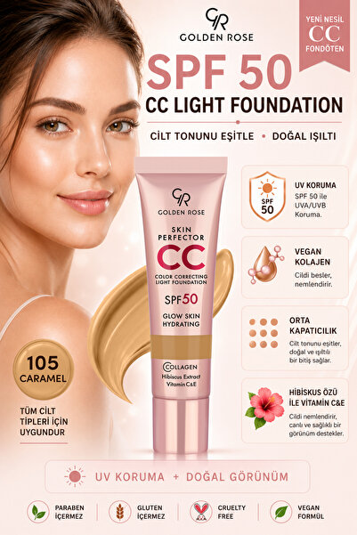 Golden Rose Skin Perfector Color Correcting Light Foundation - 105