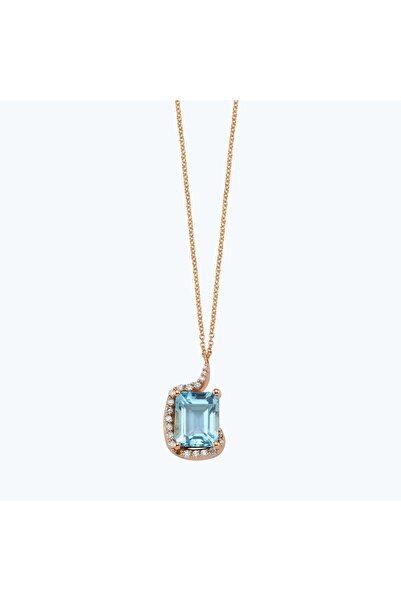 Altınbaş Pırlanta Mavi Topaz Emerald Kesim Kolye